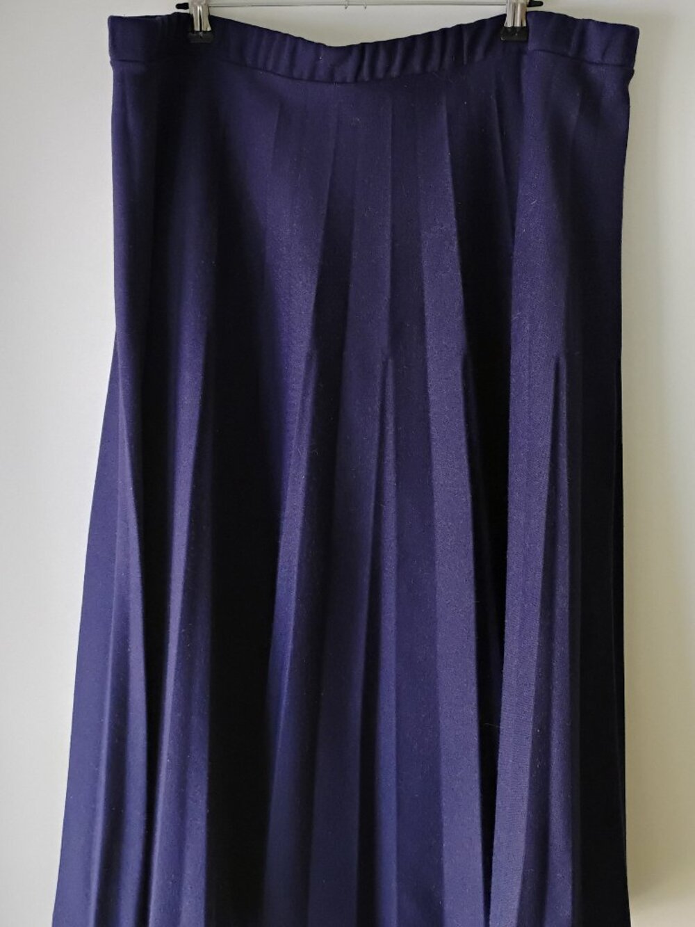 Alia Vintage 1980s Navy A-Line Wool Blend Pleated Skirt Plus Size XXL